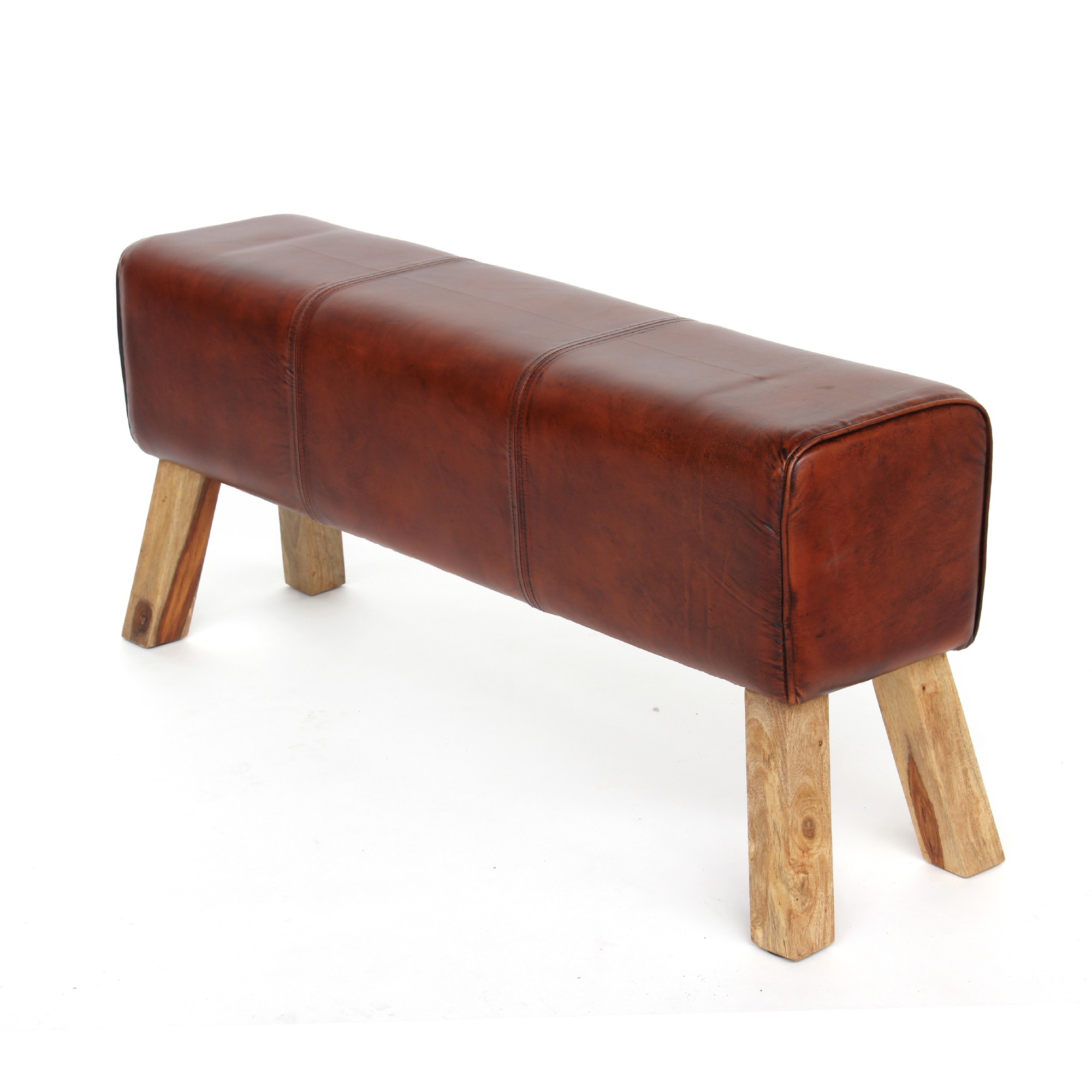 Sitzbank 'Harrison', cognac, natur, B 120 cm, H 53 cm, T 30 cm von fischer's lagerhaus