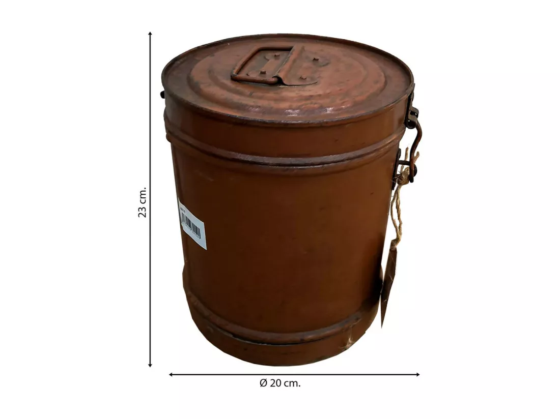 Bidon en metal marron 20x20x23h