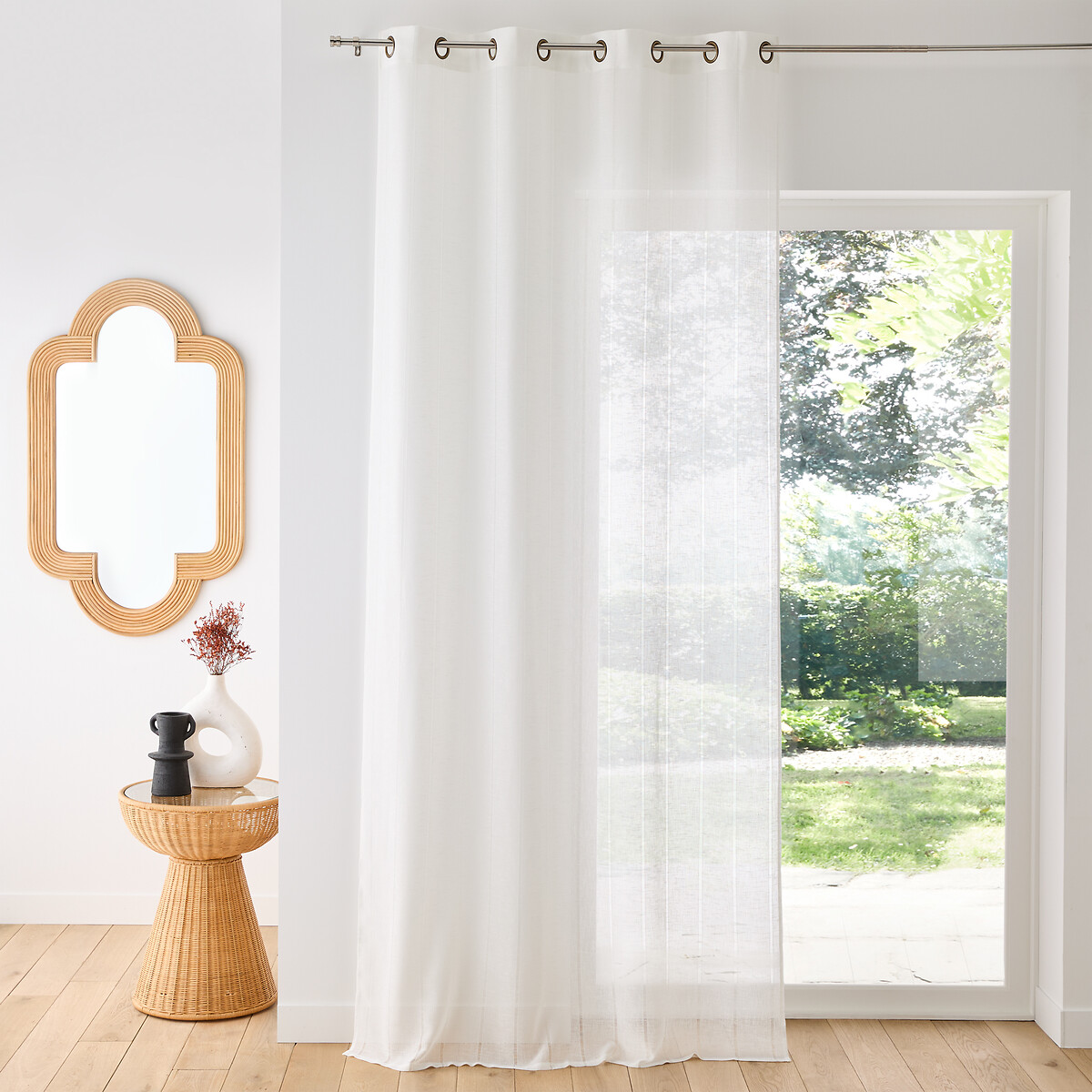 LA REDOUTE INTERIEURS<br>Cortina de vidro com ilhós, em poliéster e linho, Mercy