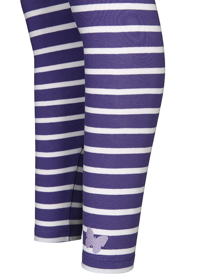 Leggings LYNFORD mit Glitzer-Schmetterling gestreift in lila/weiß