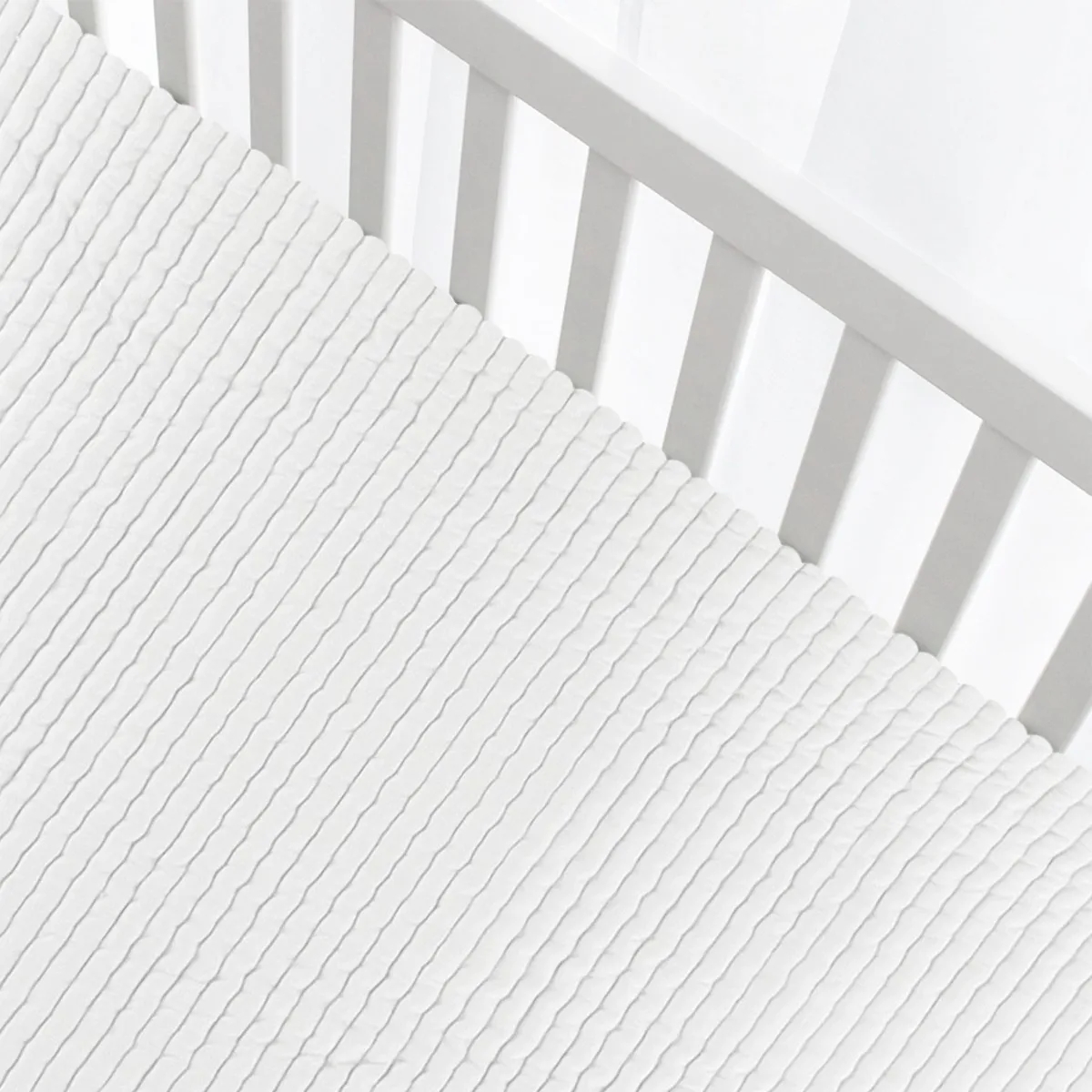 Origami Maison Drap Contour pour Lit de Bébé - Côtelé Ivoire