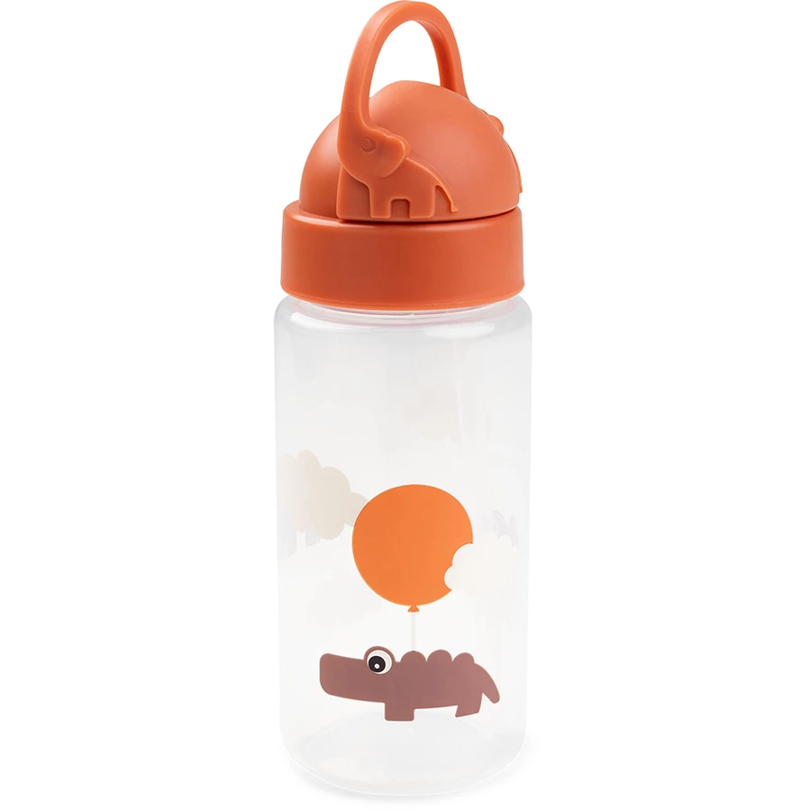 Done by Deer™ Trinkflasche mit Strohhalm Happy clouds Papaya