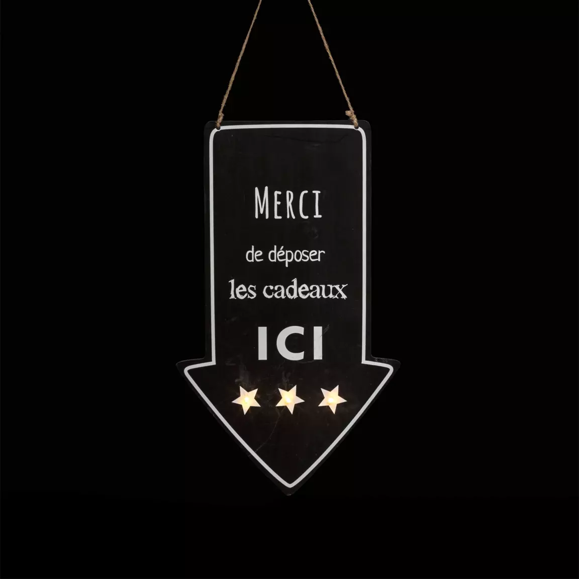 Pancarte lumineuse à piles (H40 cm) Dépôt de cadeaux Blanc chaud