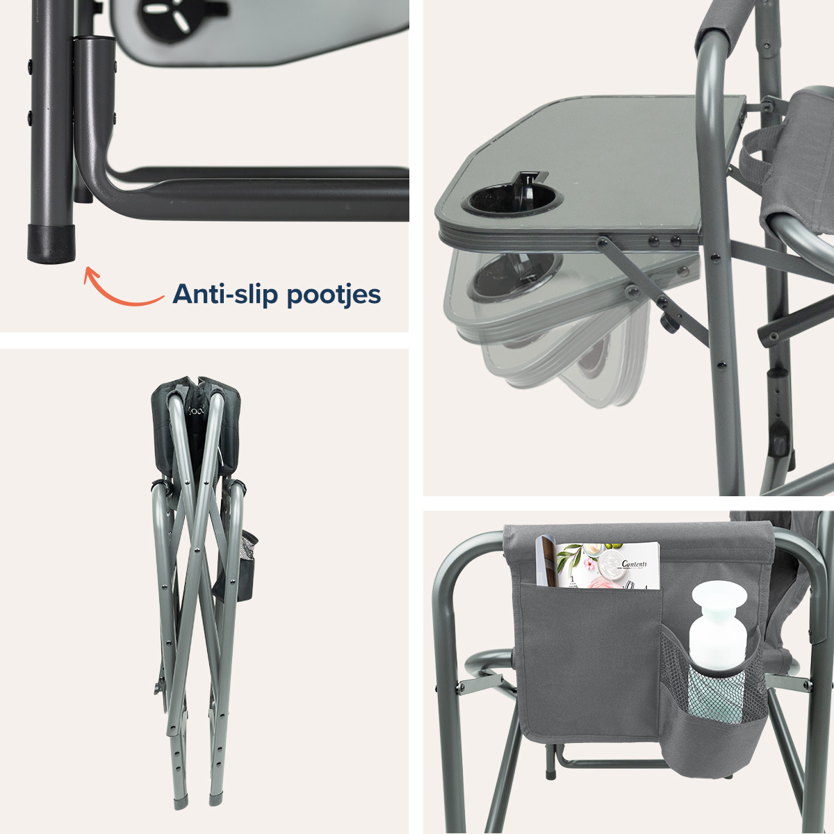 TRVLMORE set van 2 lichtgewicht vouwstoelen - Grey