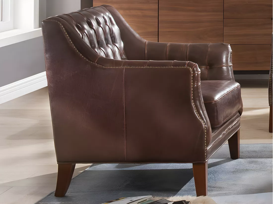 Fauteuil en cuir COLBERT - Marron