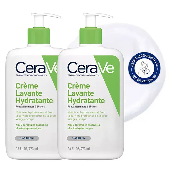 CeraVe Nettoyants Crème Lavante Hydratante Visage Corps 2x473ml