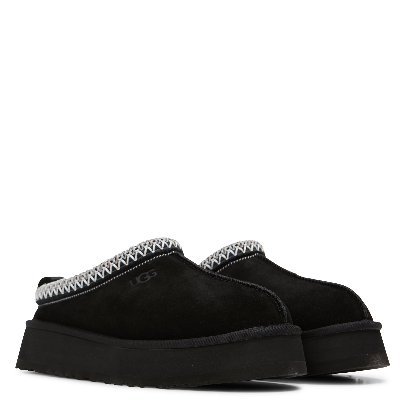 TAZZ - Chaussons fourrés à plateforme en cuir velours | Noir