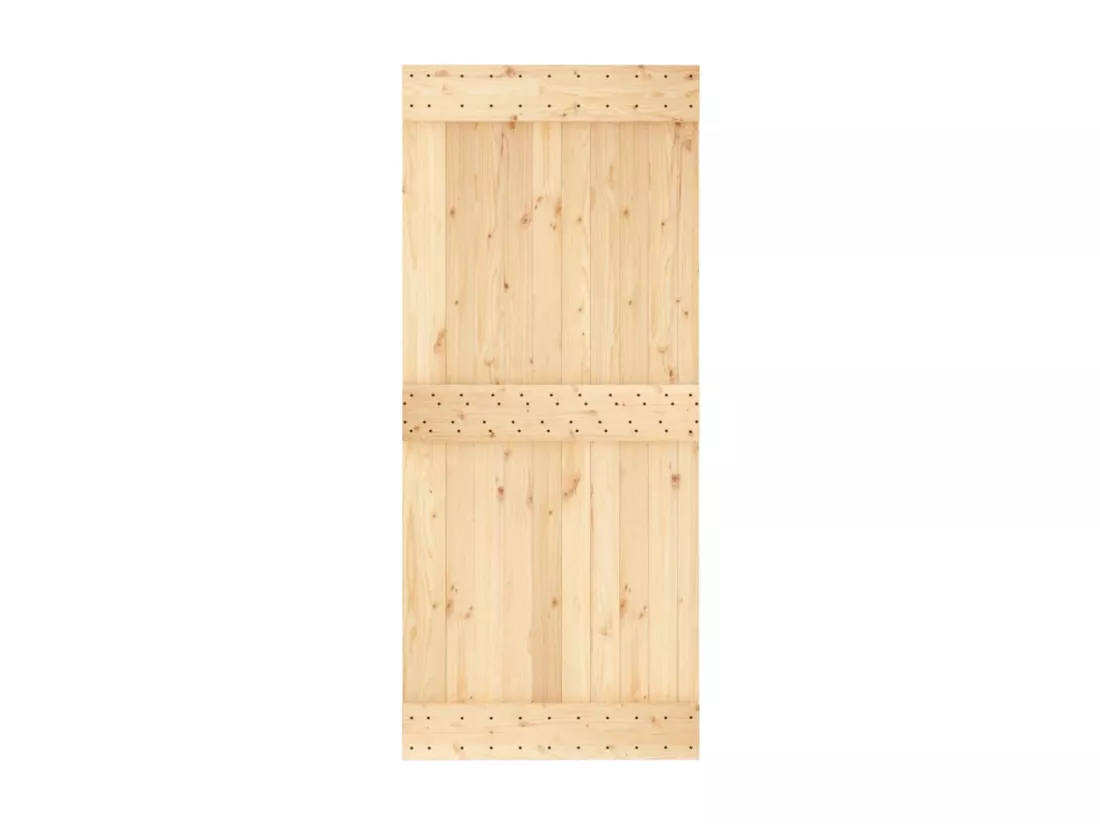 Porte coulissante et kit de quincaillerie 90x210 cm pin massif