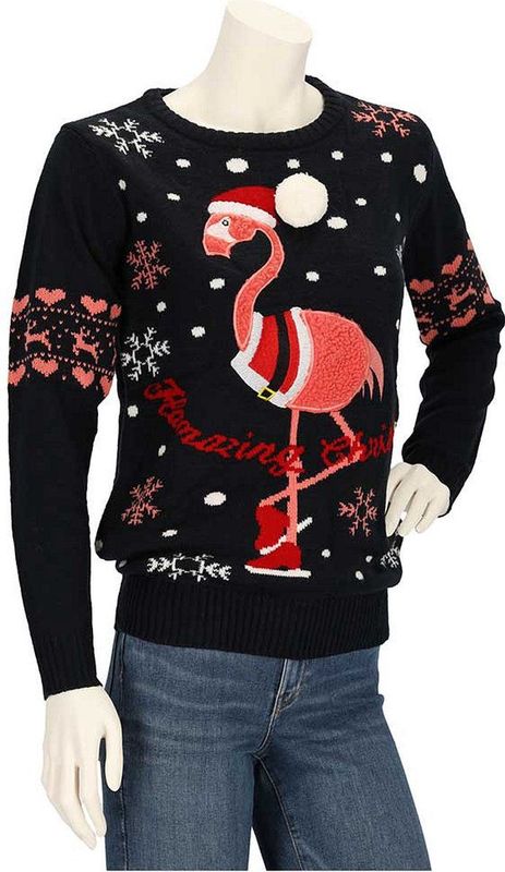 Sweater By Apollo - Gebreide Kersttrui - Zwart - Dames