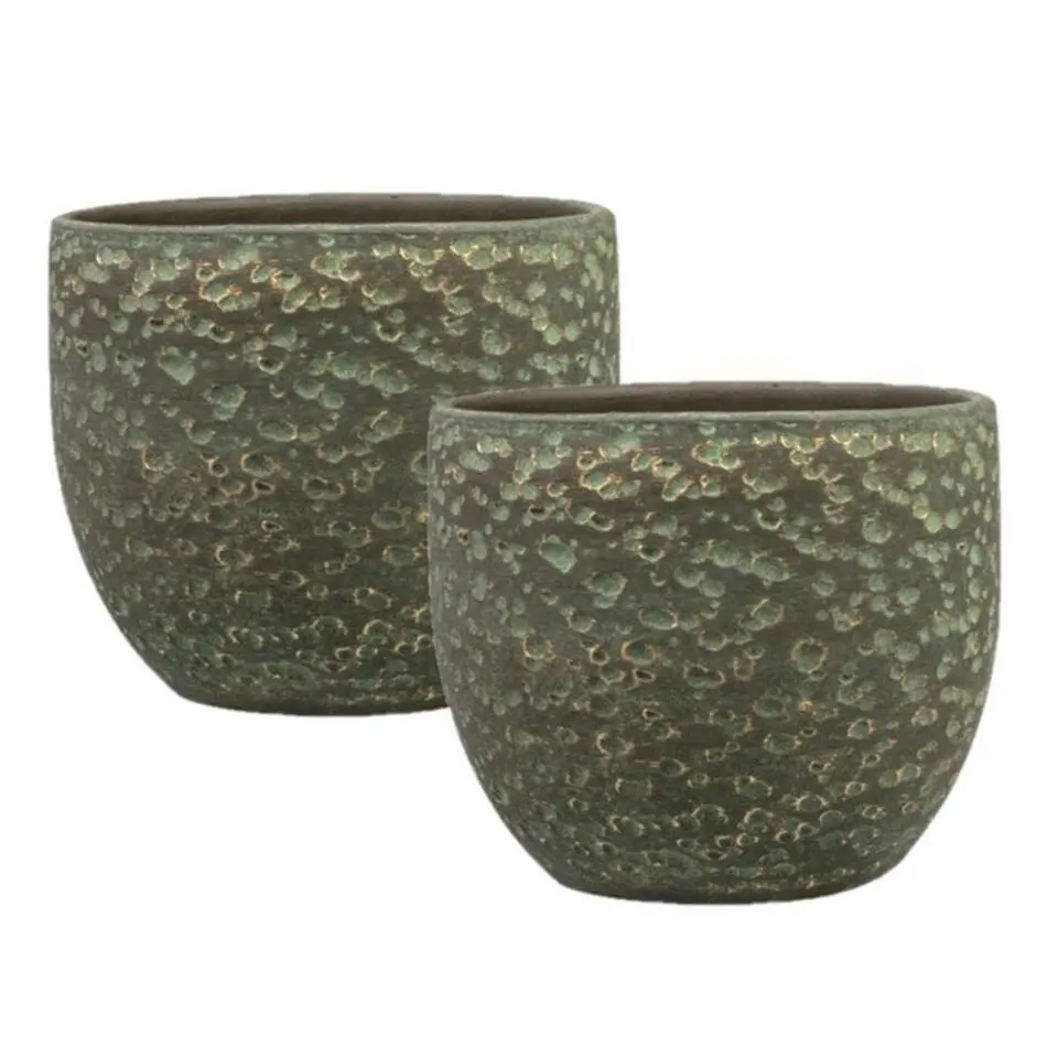 Ter Steege Plantenpot/bloempot Lava Stone - groen - D36 x H32 cm