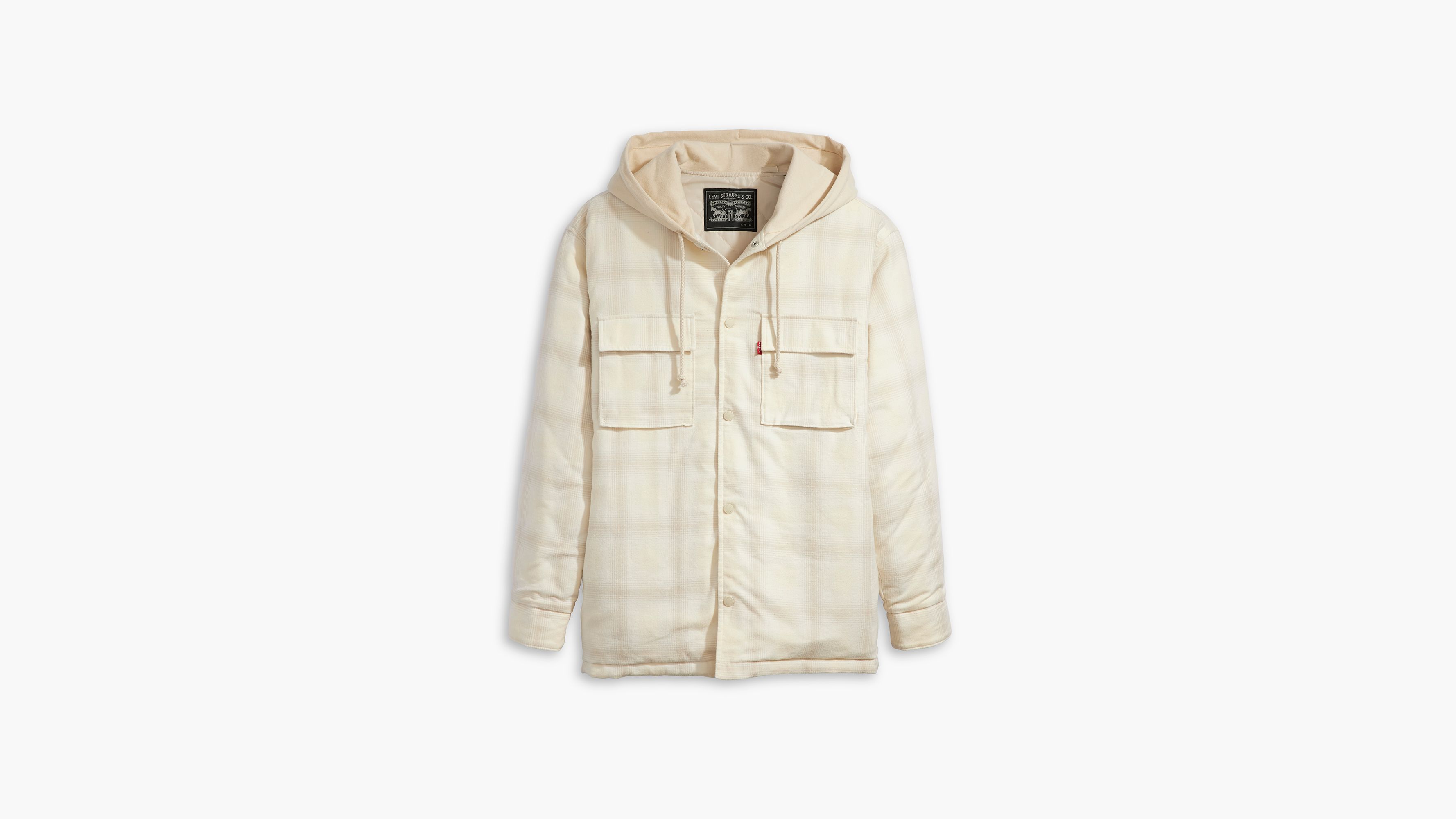 Surchemise Jackson Worker à capuche - Scottie Plaid Turtledove - Blanc
