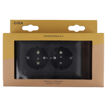 Gira E2 Inbouw Dubbel Geaard Stopcontact Mat Zwart