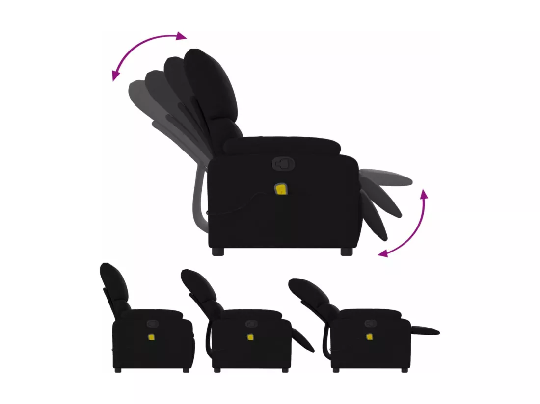 Fauteuil de massage inclinable Noir Tissu