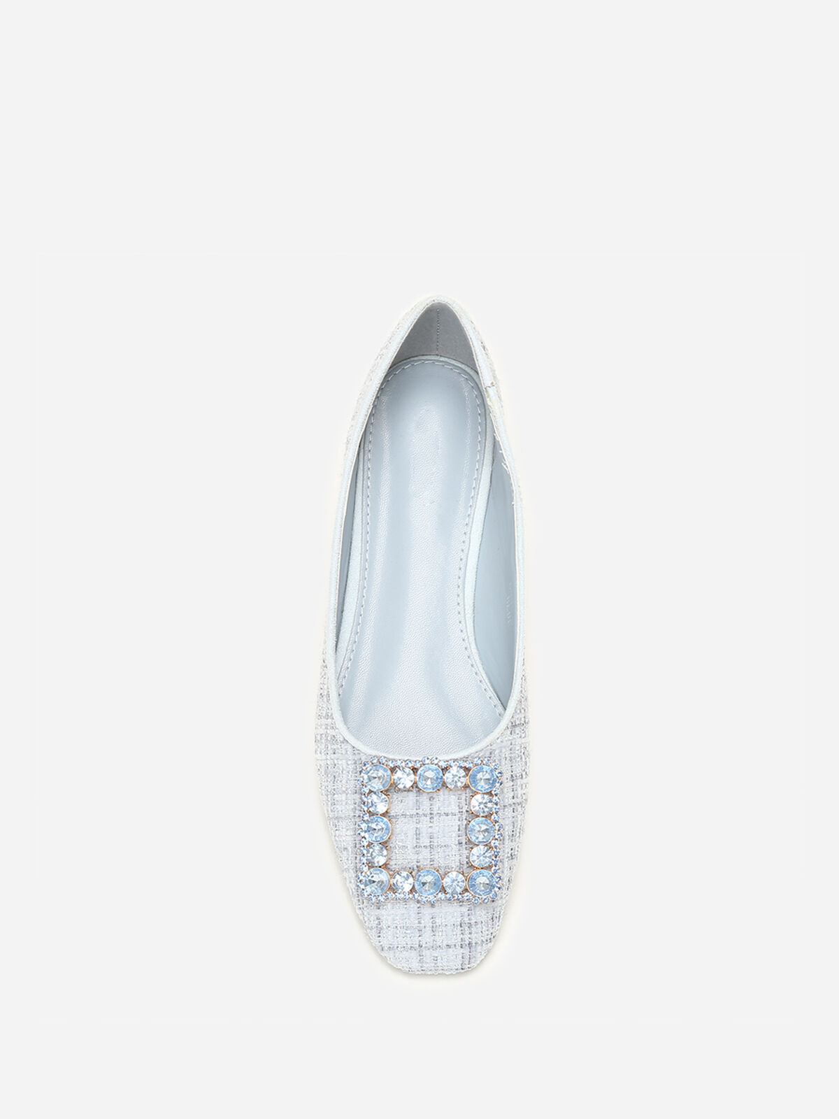 Ballerines en tweed avec bride bijou- Bleu