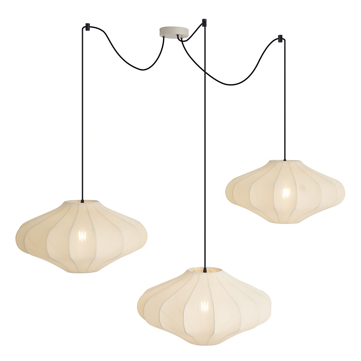Japandi hanglamp beige 50cm 3-lichts - Plu