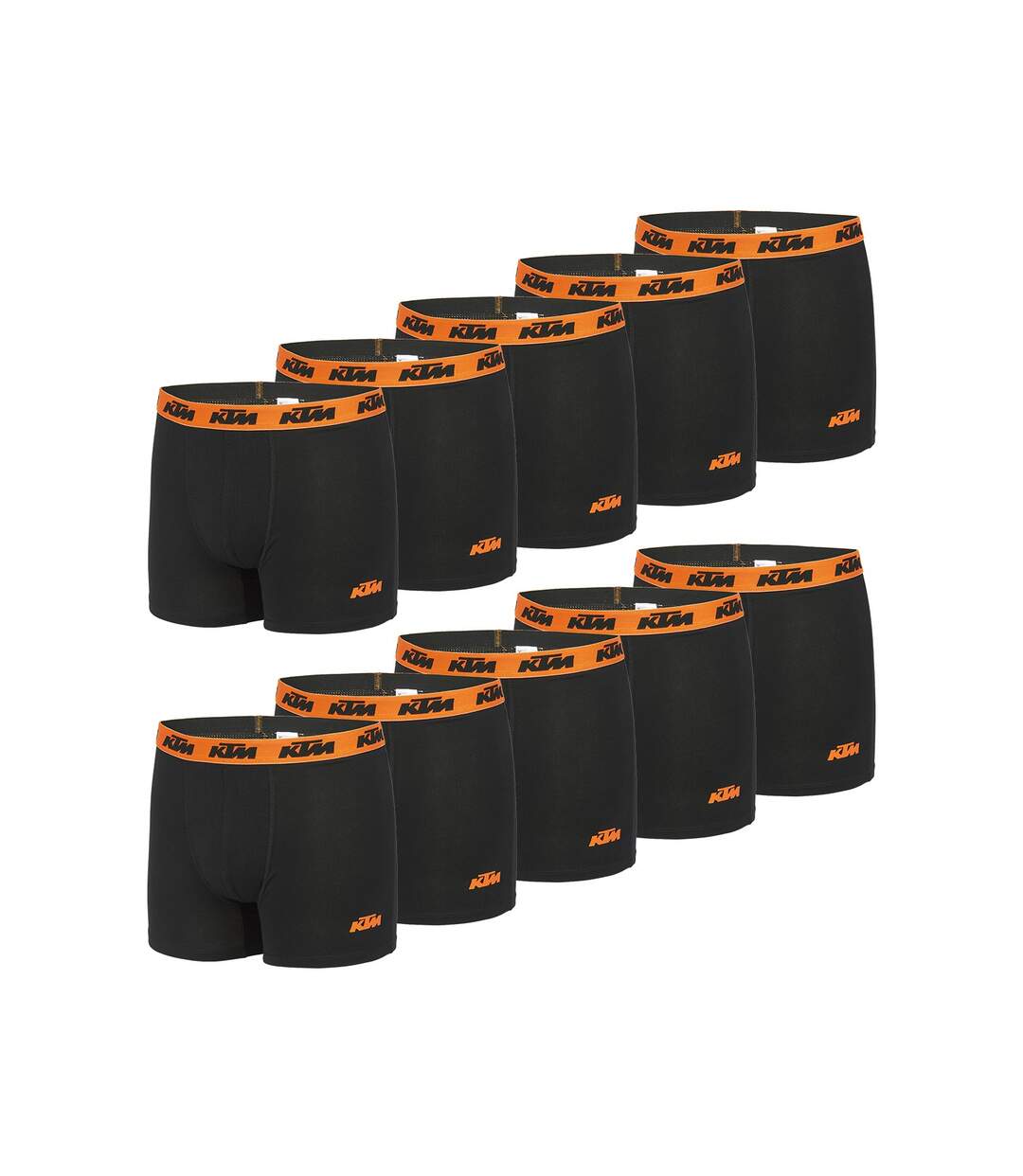 KTM by Freegun Caleçon Homme 100% Coton, Boxer Homme, Hypoallergénique, Durable et Confortable (Lot de 10)