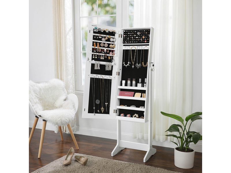 Songmics Schmuckschrank 41,1 x 36,5 x 151.5 cm Standspiegel mit Stauraum für Schmuck