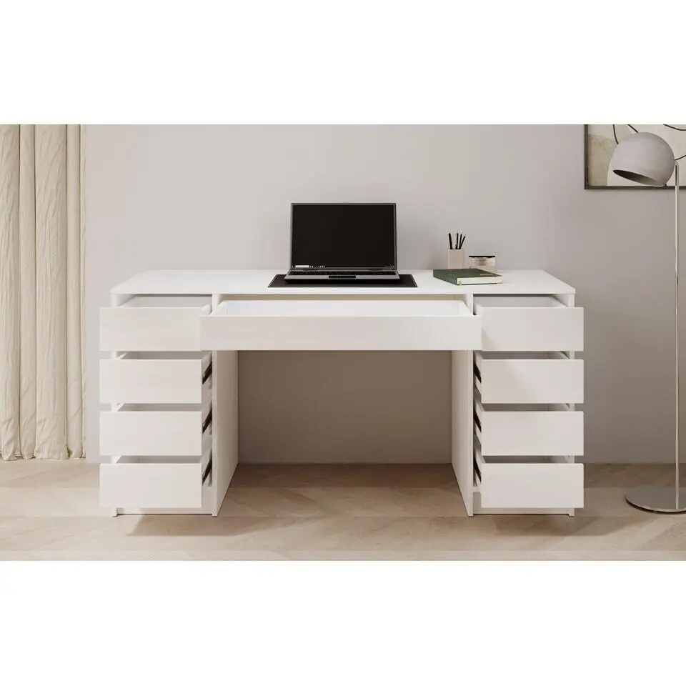 Meubella - Bureau Avio 2 - Wit hoogglans - 154 cm