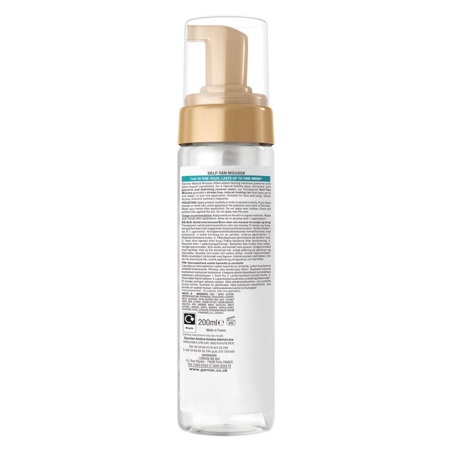 Garnier Ambre Solaire Natural Bronzer Self Tan Mousse 200ml