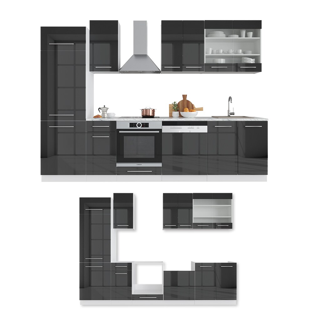 Vicco Küche Fame-Line 240 cm Küchenzeile Küchenblock Einbau Hochglanz