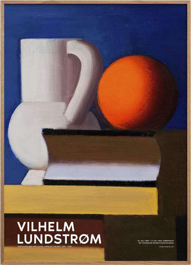 Poster & Frame Opstilling med Hvid Kande Orange & blå