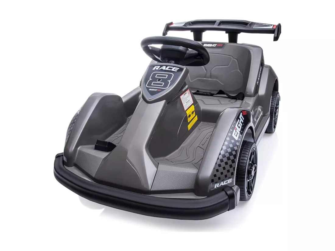 HOMEMIYN Kart électrique, voiture de course 6V à batterie avec télécommande, ceinture de sécurité, démarrage lent, musique, véhicule électrique à 4 roues pour enfants, cadeau pour garçons et filles (noir).