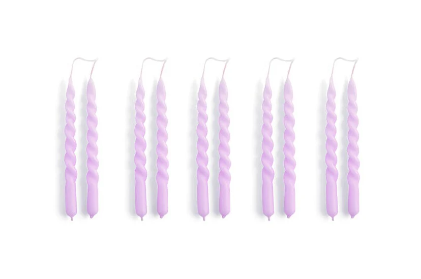 HAY  Mini Swirl stearinlys, Lilac - 10 stk.