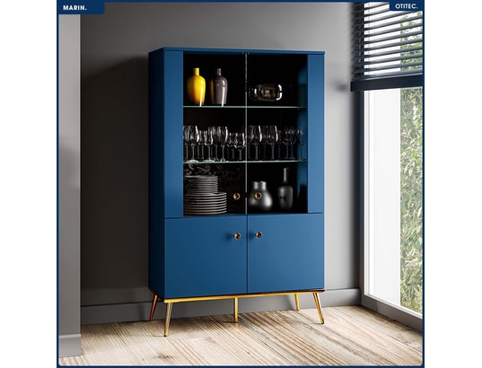 OTITEC - Armoire vitrine - h.150 x l.92 x p.40 cm - marin