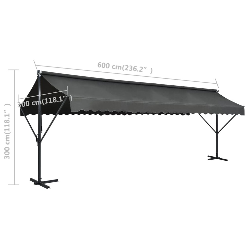 Auvent sur pied 600 x 300 cm anthracite