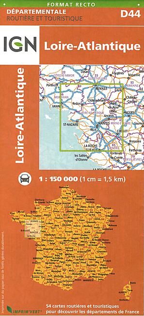 IGN - D44 LOIRE ATLANTIQUE ECHELLE 1 150 000