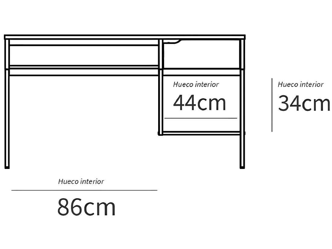Bureau, table de travail en aggloméré finition chêne avec pieds en métal blanc - Longueur 137.5 x Profondeur 58 x Hauteur 76 cm
