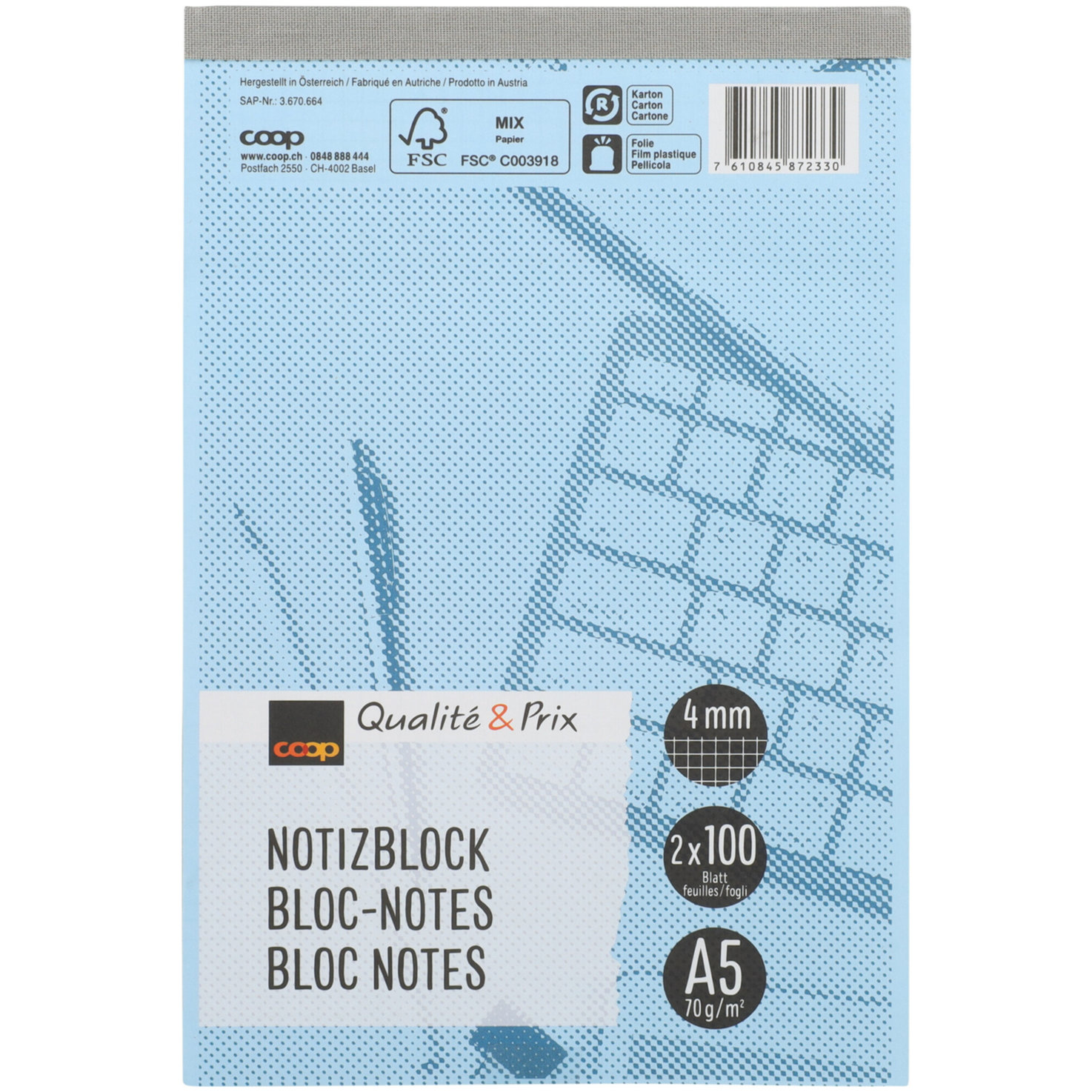 Qualité & Prix Notizblock A5 kariert 100 Blatt 2 Stück