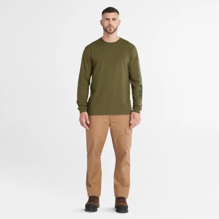 T-shirt à logo Timberland PRO Core à manches longues pour homme en vert