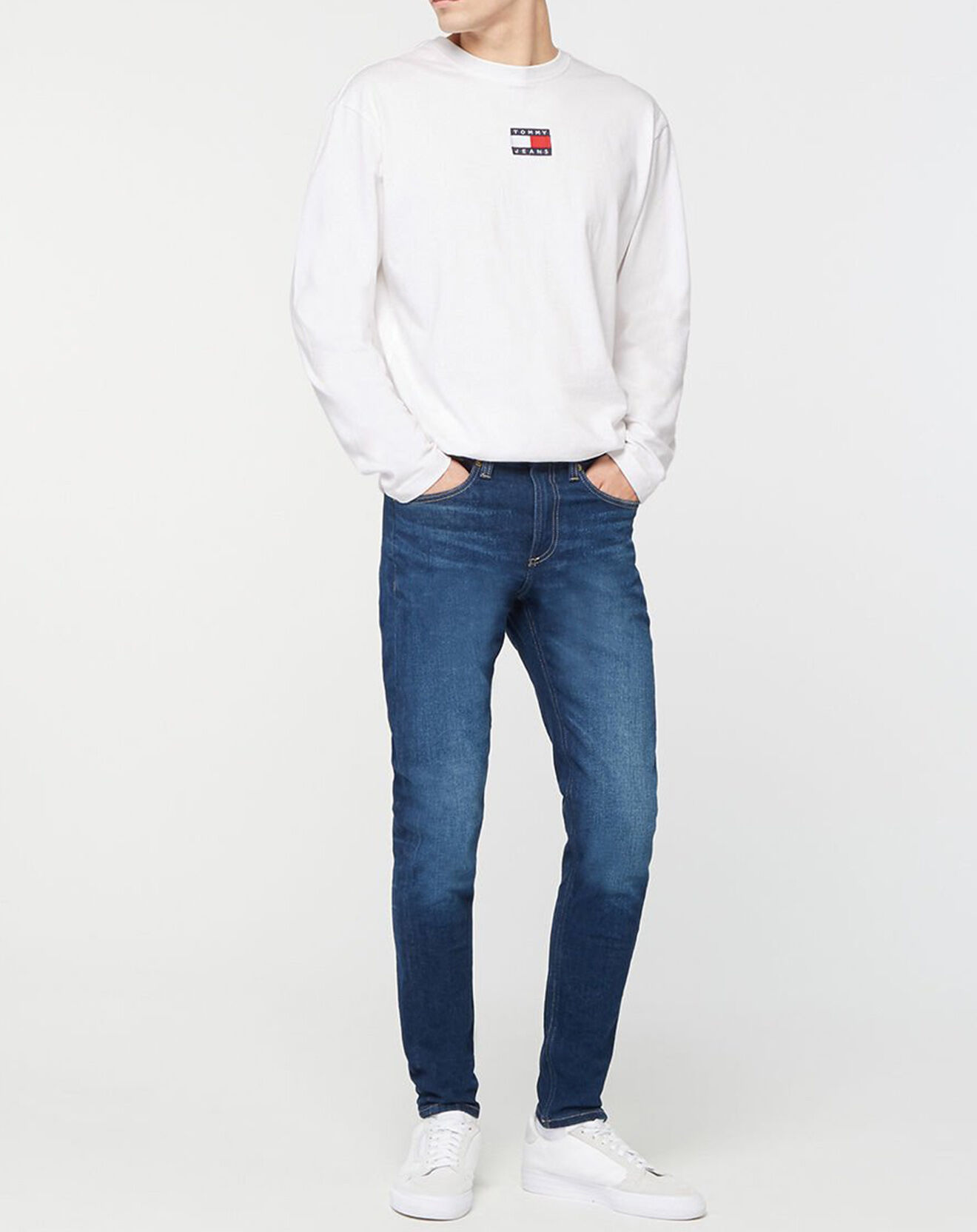 Tommy Jeans T-Shirt 100% Coton Bio Tommy Badge blanc