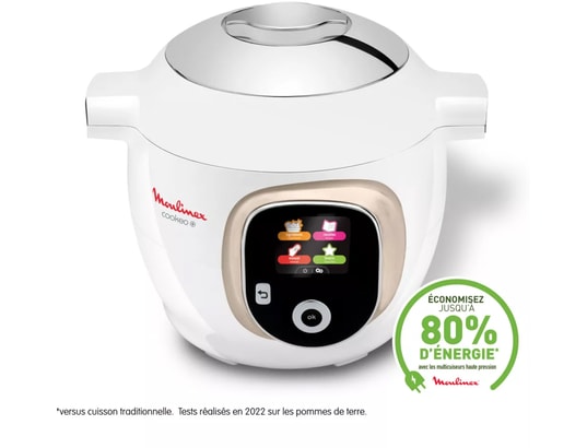 MOULINEX - Autocuiseur COOKEO+ 180 recettes 6L Blanc Silver CE85BA10