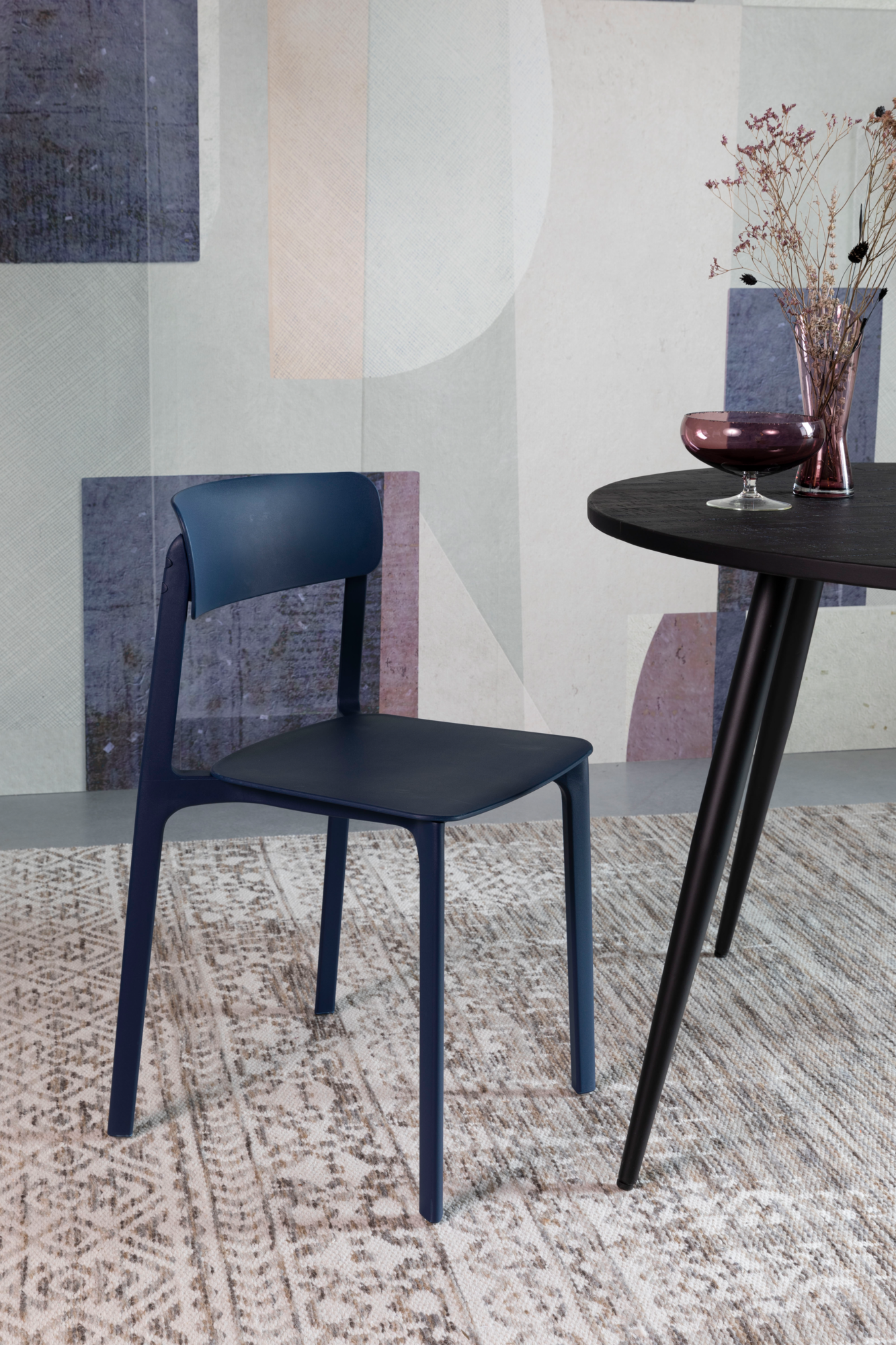Eetkamerstoel Clive donkerblauw  (set van 4)