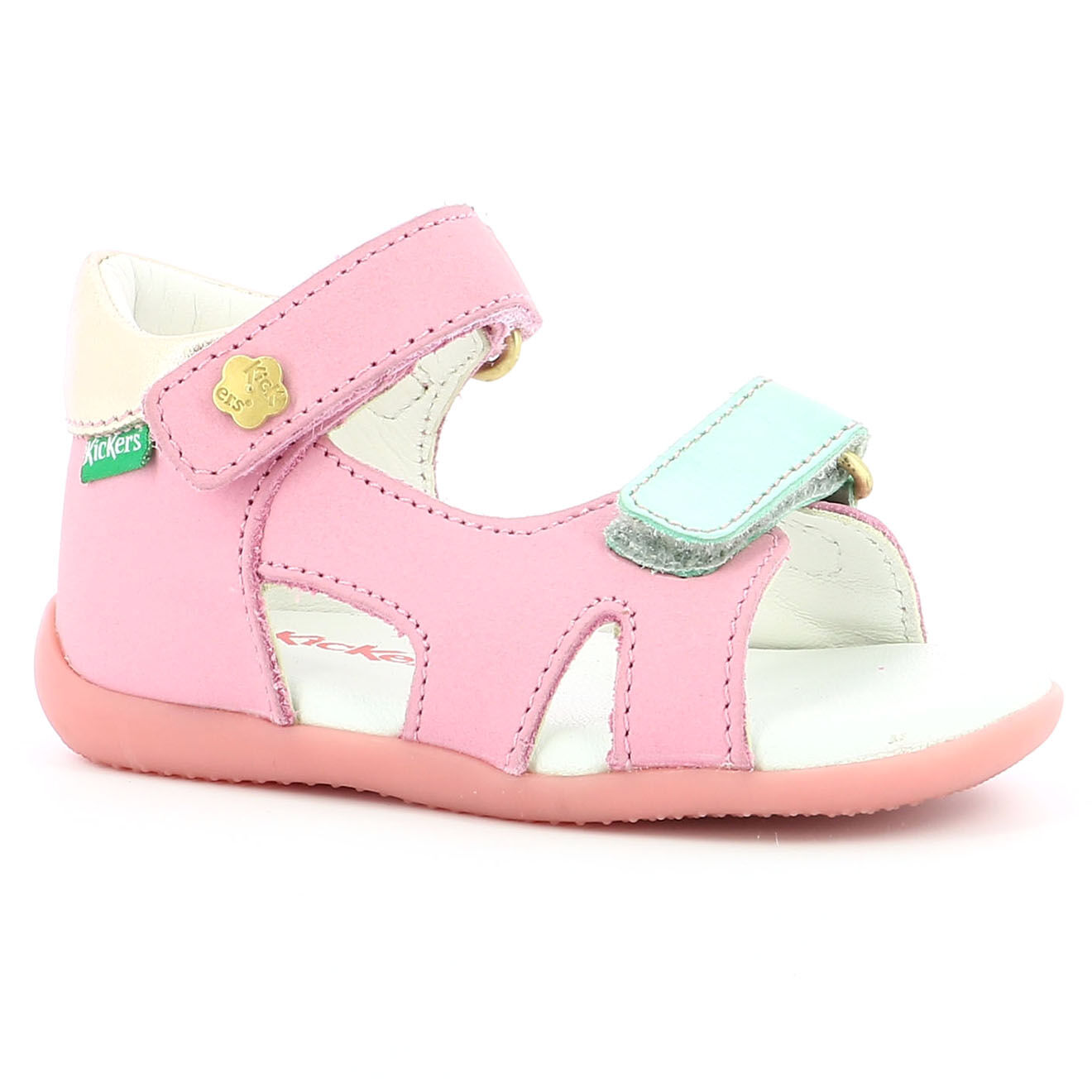 Kickers Sandales en Cuir Binsia-2 rose/doré/bleu