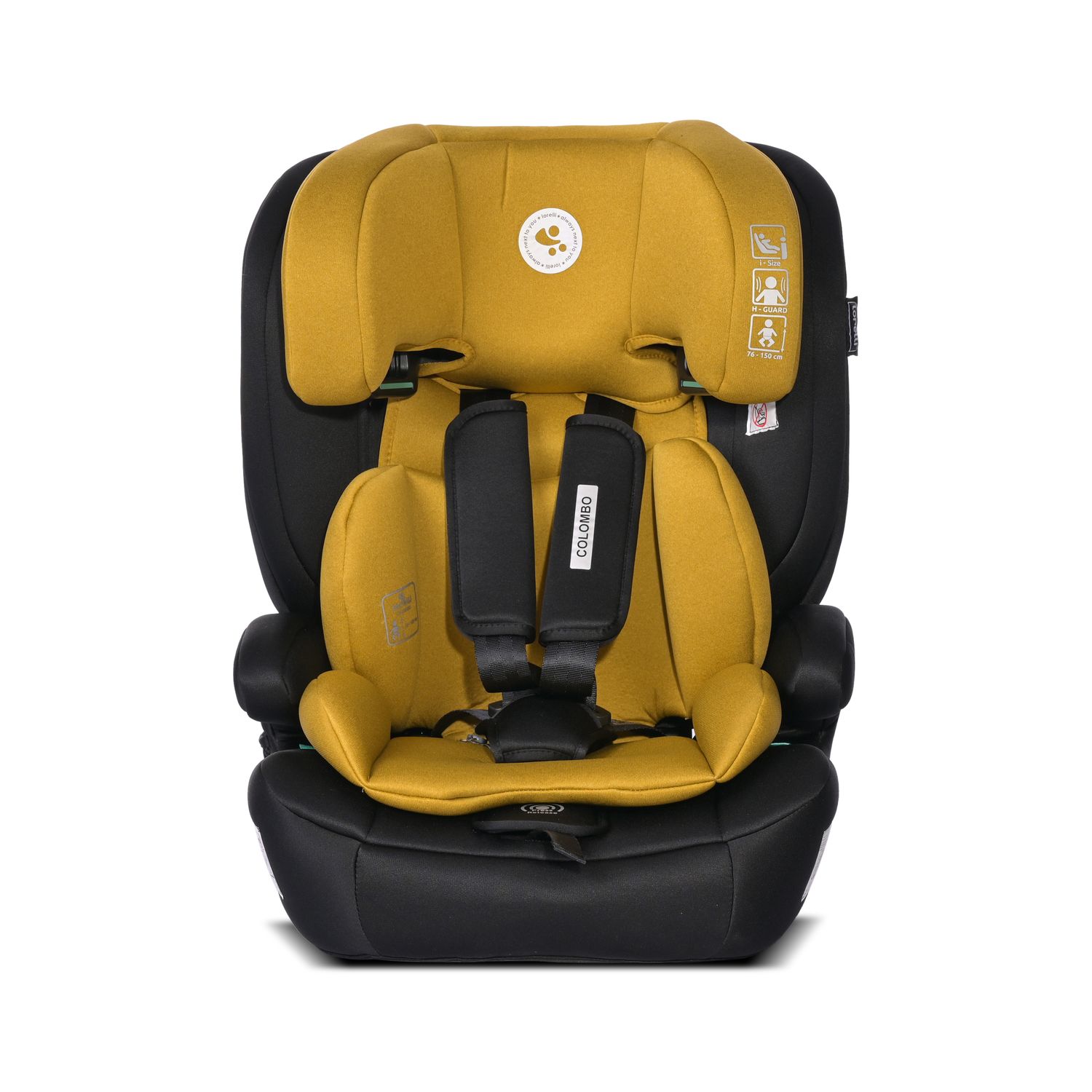 Lorelli Kindersitz Colombo i-Size (76-150 cm) Kopfstütze verstellbar, SPS-System gelb