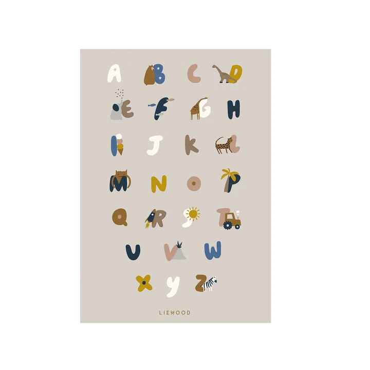 LIEWOOD - Beverly Poster, 50 x 70 cm, alphabet / sandy