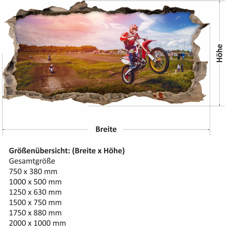 Nikima Wandtattoo 220 Wandtattoo Motocross - Loch in der Wand bunt