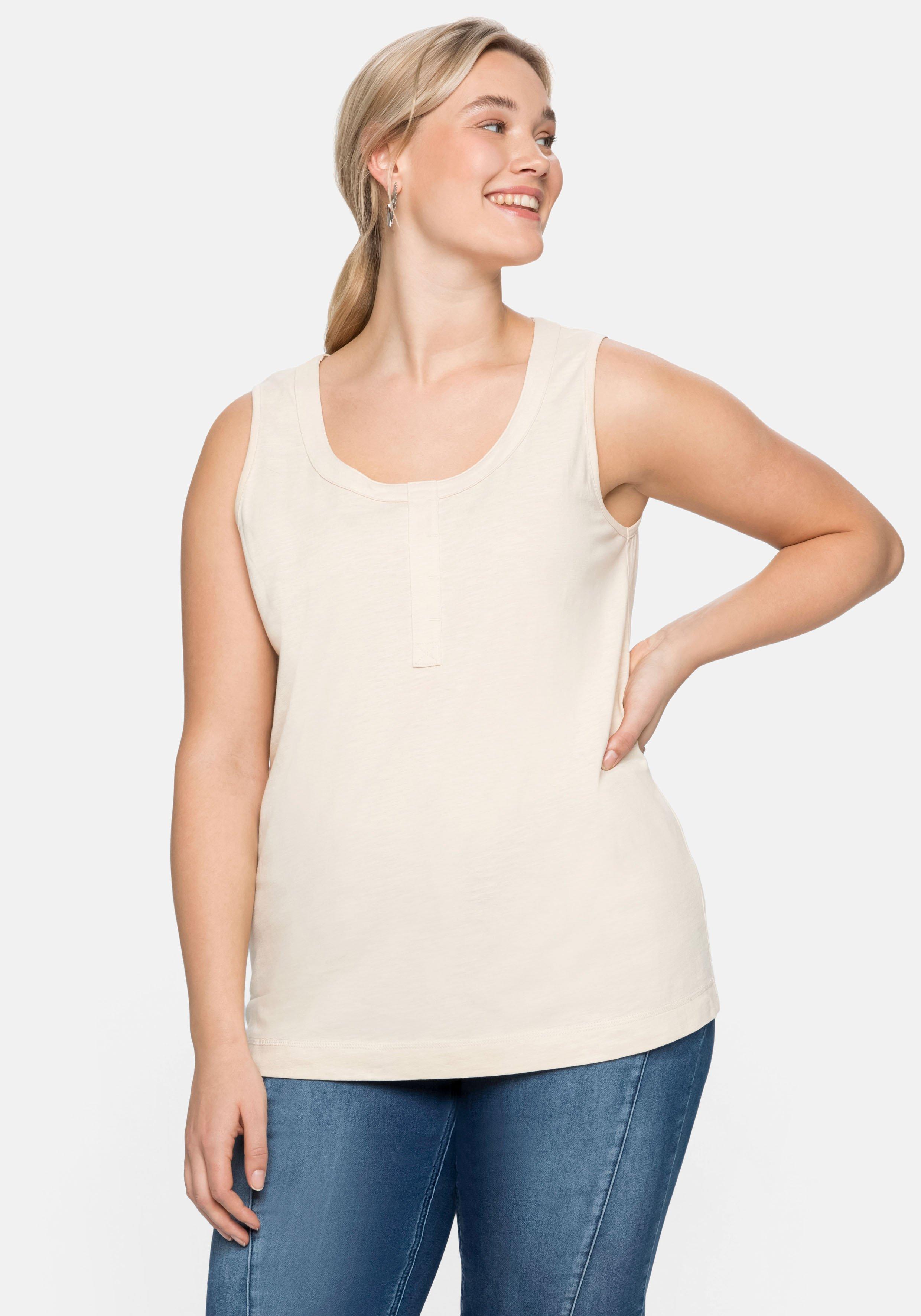 Tanktop mit Zierknopfleiste, geflammte Qualität