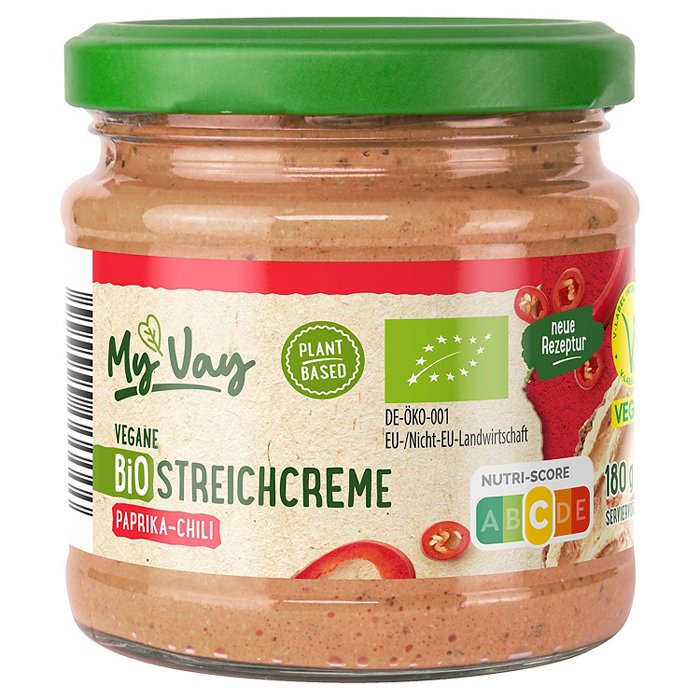 MY VAY Vegane Bio-Streichcreme 180 g, Paprika-Chili