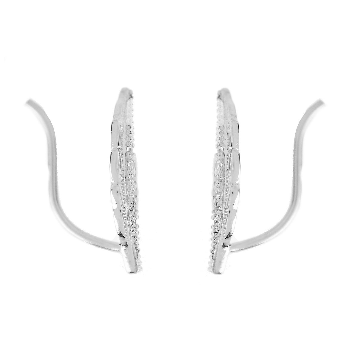 Boucles d'oreilles grimpantes contours d'oreilles feuille sertie d'oxyde de zirconium Argent 925 Rhodié