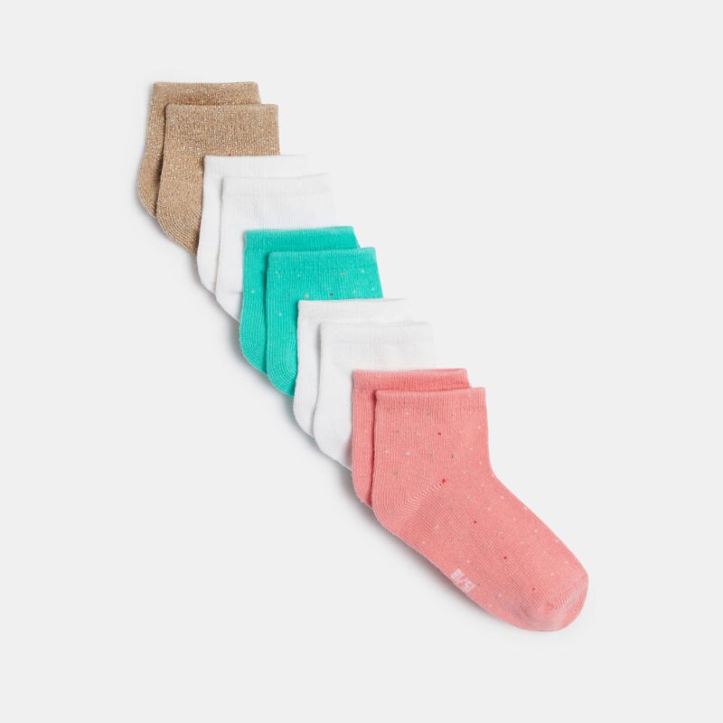 Chaussettes basses à pois multicolores bébé fille (lot de 5) Gris ou noir