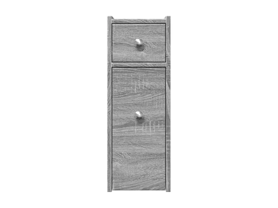 Armoire de salle de bain étroite avec roulettes sonoma gris