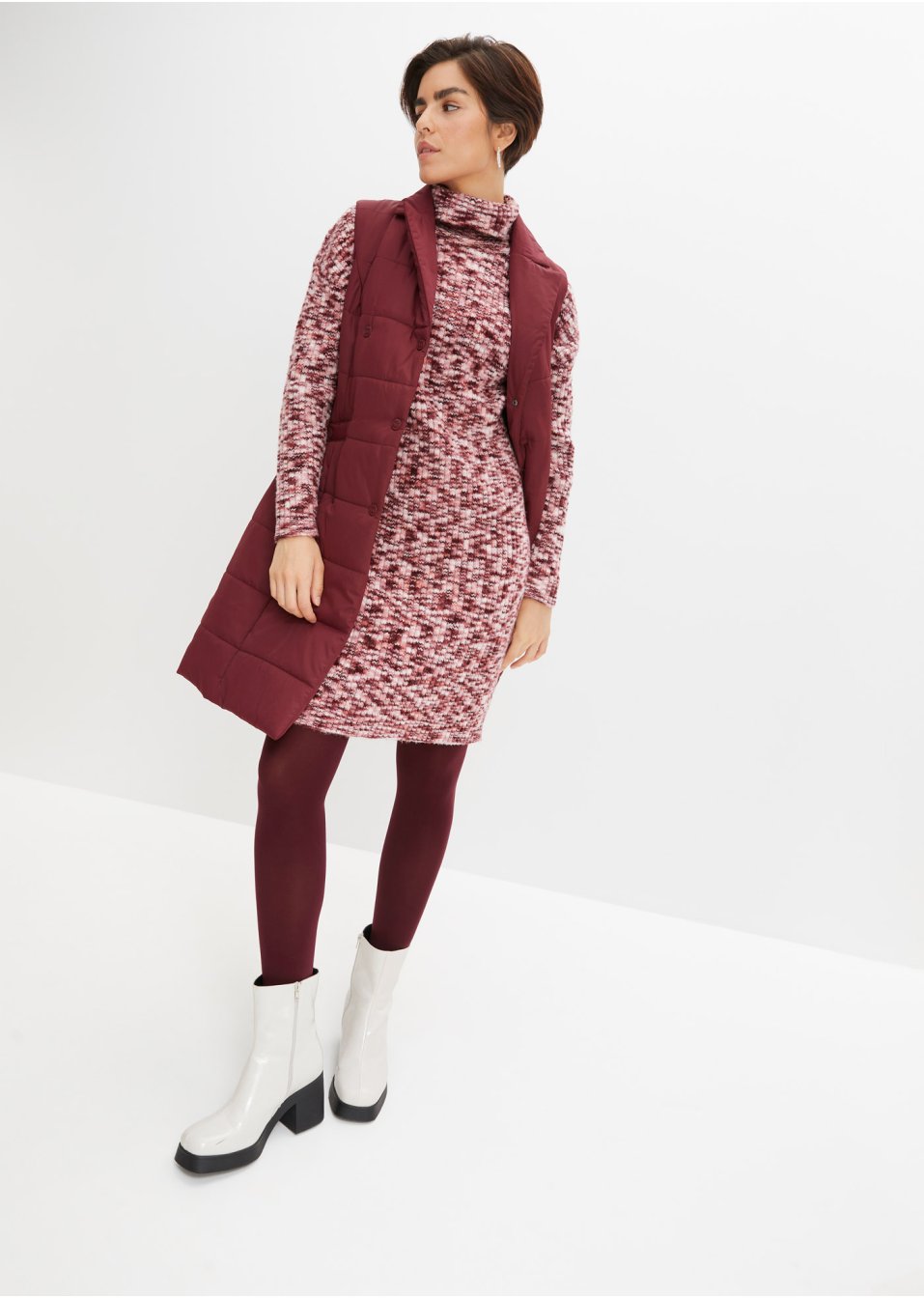 Robe en maille avec col roulé en polyester recyclé