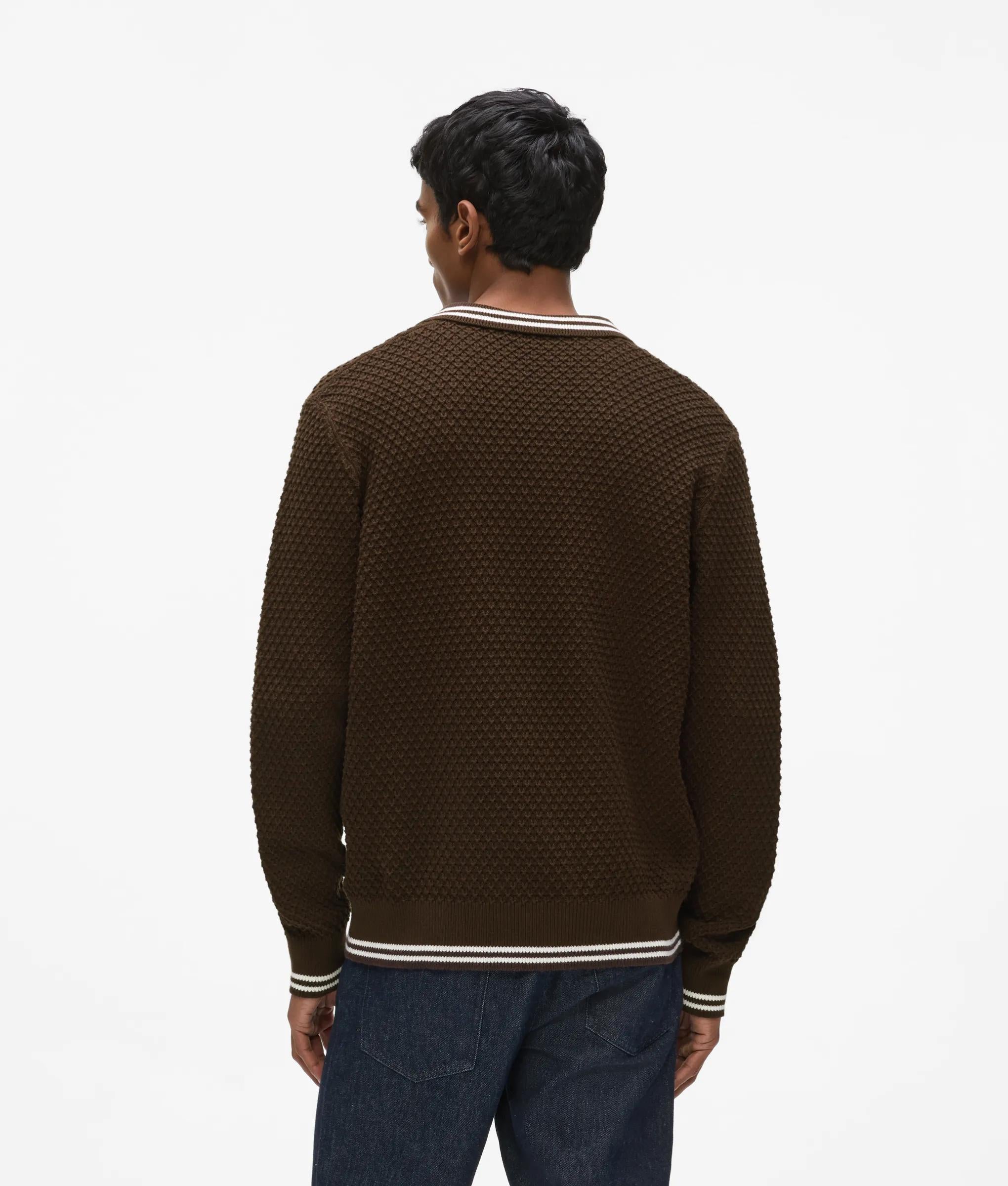 Ikon polo shirt met lange gebreide mouwen