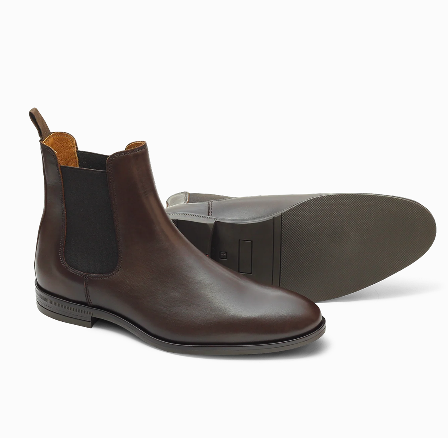 Berry-Chelsea boots en cuir marron