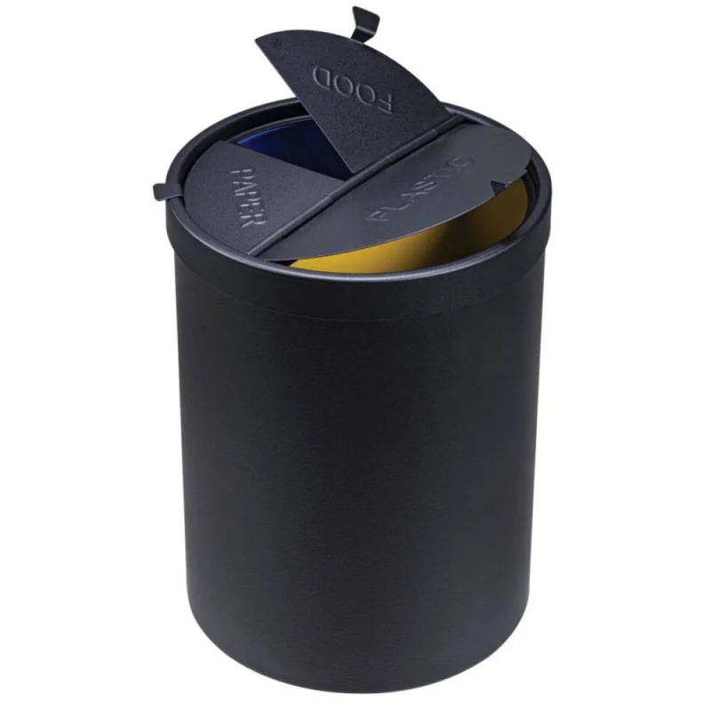 JVD – Couvercle pour poubelle de tri sélectif – 3 Flux – Noir