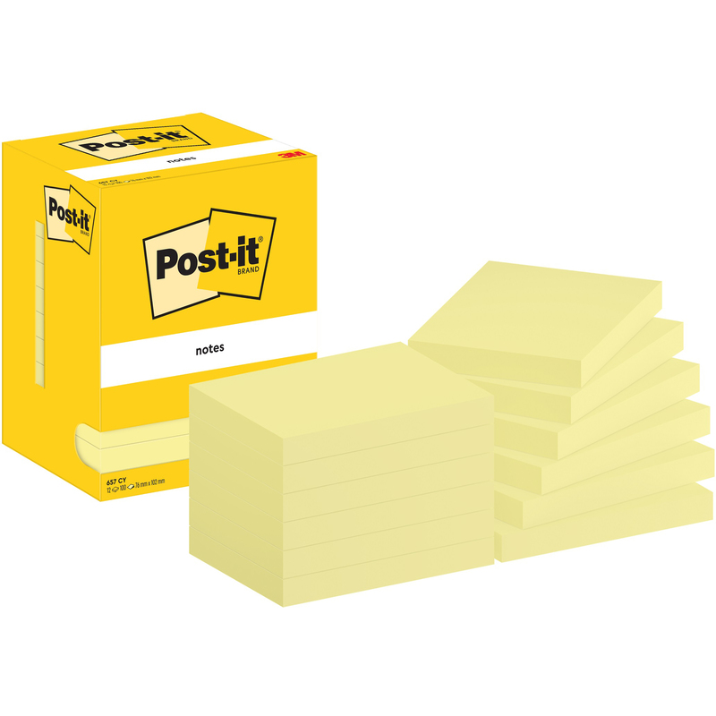 Post-it Haftnotizen, 102 x 76 mm, 12 x 100 Blatt